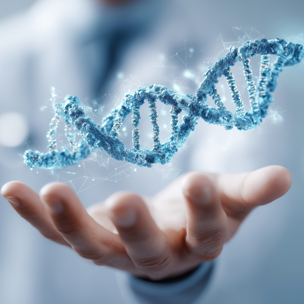 Scientific DNA visual representing personalized wellness and science-driven wellbeing through GOLIVEA.